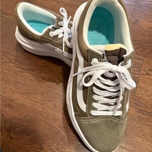 Vans Olive and White Athletic Shoes